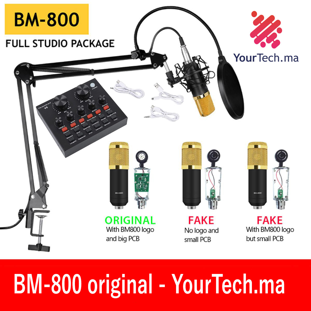 BM800 Kit de Microphone à Suspension Professionnel Studio Diffusion en  Direct Diffusion Enregistrement Ensemble de Microphone à Condensateur