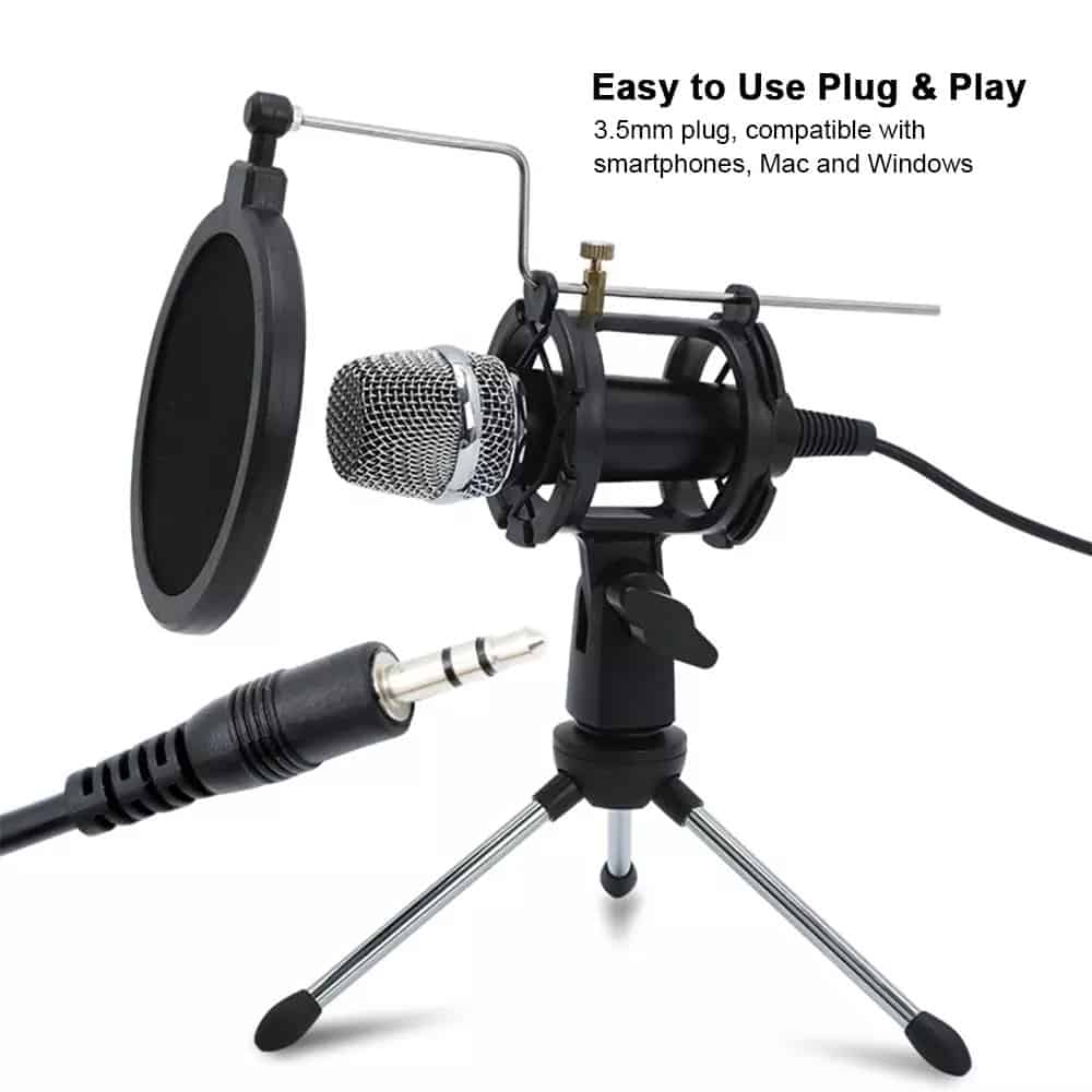 Microphone à condensateur d'enregistrement, microphone de téléphone portable,  microphone jack 3,5 mm 