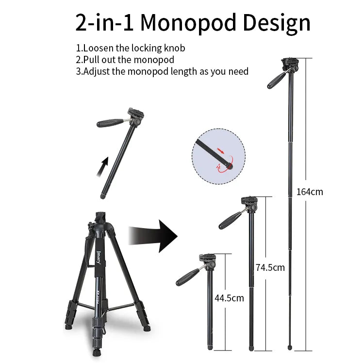 Jmary KP-2294 : Trépied et Monopode Polyvalent pour Photo et Smartphone