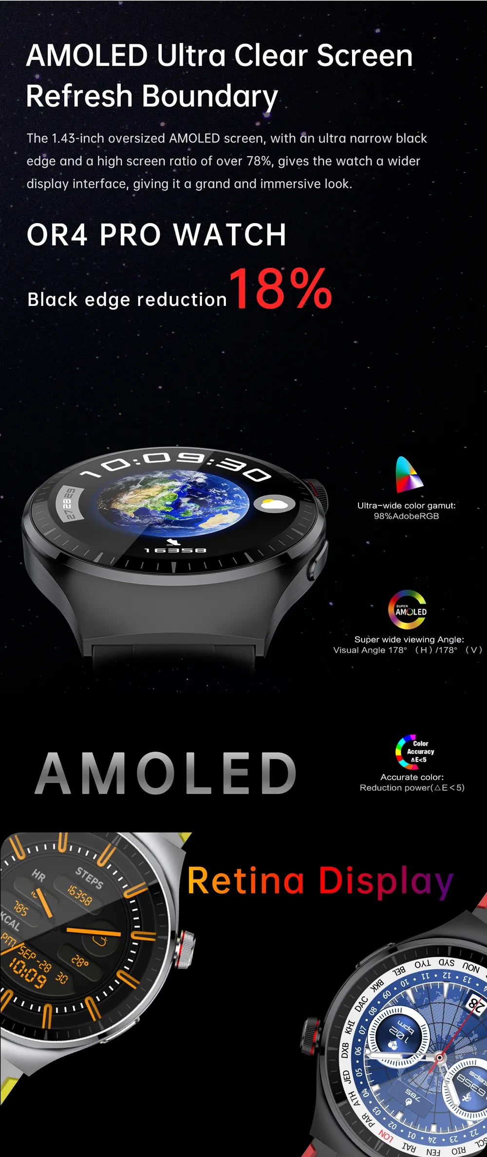 PS-WT9 X8 Pro+ Smartwatch – Écran AMOLED 1,43", Surveillance de Santé Avancée, Batterie Longue Durée, Compatibilité Android et iOS