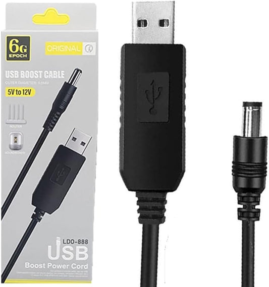 Câble d'Alimentation USB GE Boost DC 5V vers DC 12V, 1A/2A – Alimentation de Haute Qualité pour Routeur