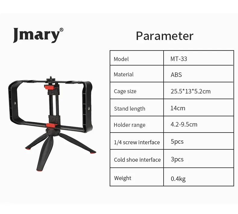 Trépied Multifonction JMARY MT-33 avec Support Téléphone pour Smartphone