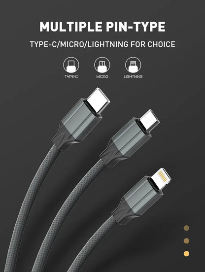 LDNIO LS441 - Câble USB de Charge Rapide et Transfert de Données pour Micro et Type-C