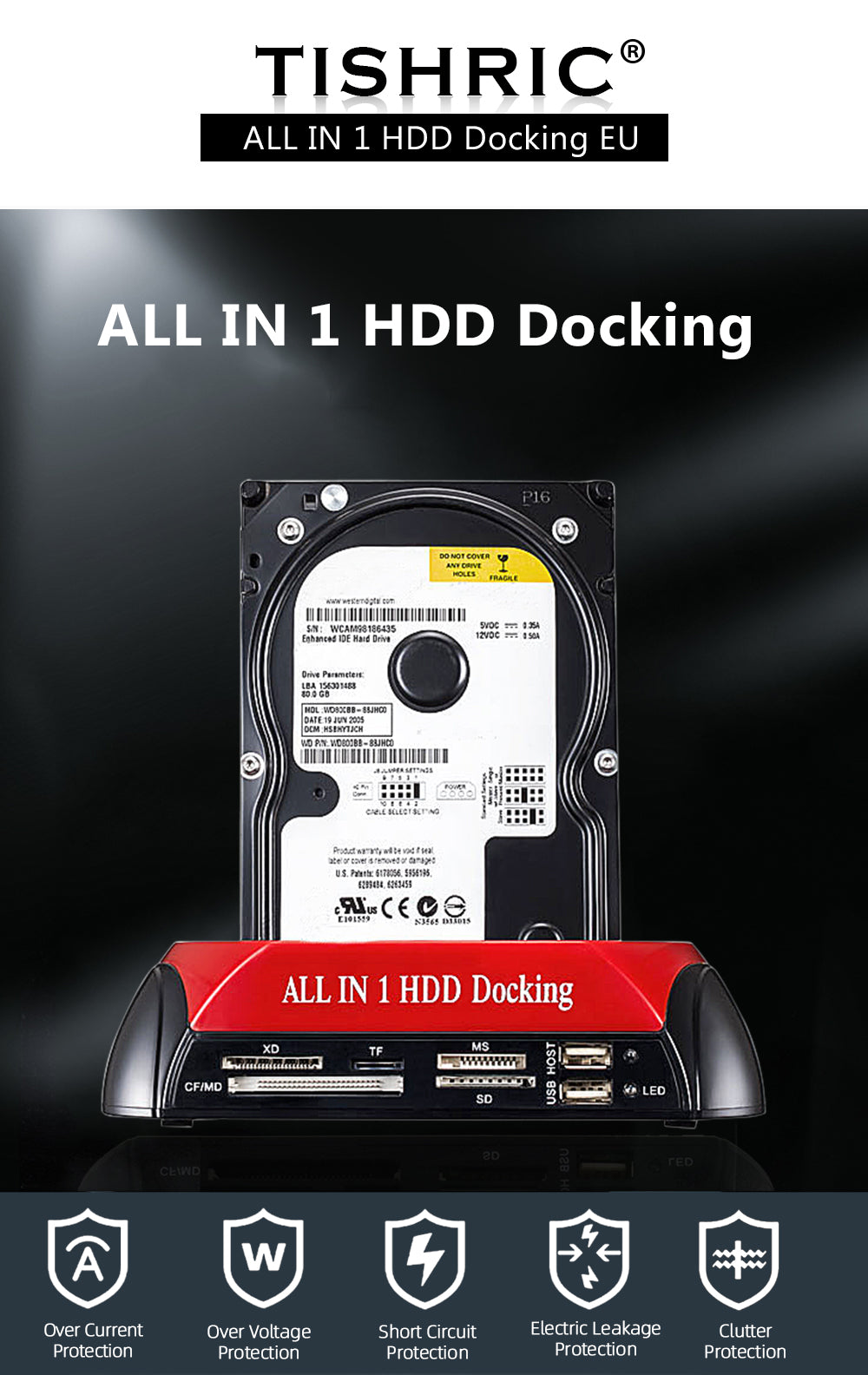 محطة استقبال HDD الكل في واحد، USB 2.0 إلى SATA IDE