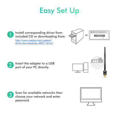 EDUP EP-MS8551 - Clé WiFi USB 150 Mbps avec Antenne Haute Performance Compatible avec Linux