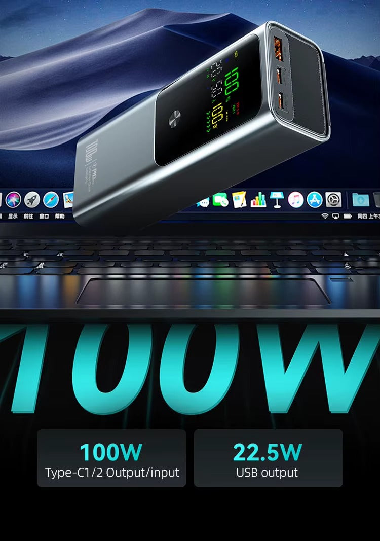 Power Bank 100W 20000mAh - Charge Rapide pour MacBook, Laptop Type C et Mobiles