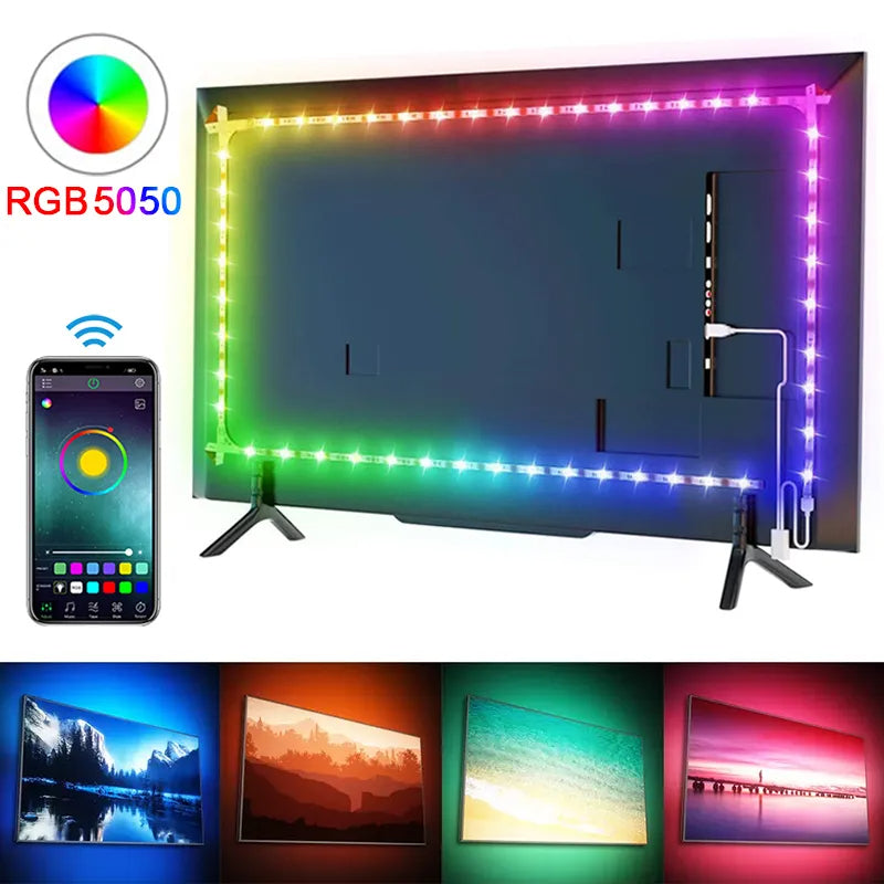 Bande LED RGB 5050 Bluetooth, 5V USB - Ruban Flexible pour TV et Déco - 5M