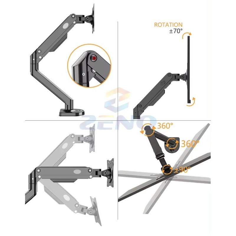 Zeno M8 Support Moniteur Ajustable pour Écrans de 17 à 32 Pouces – Bras de Moniteur Rotatif et Réglable en Hauteur