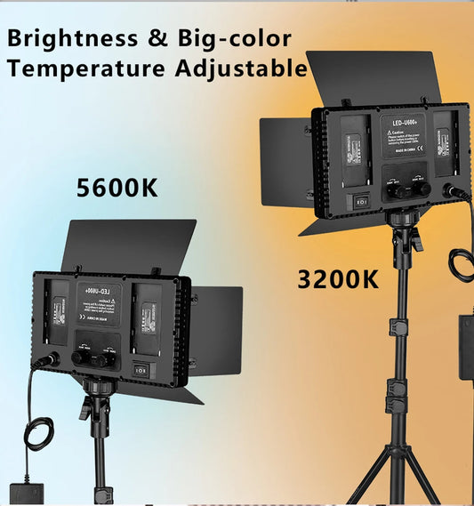 Projecteur Studio Vidéo LED U800+ avec Trépied – Éclairage Bi-Color 2500K-8500K Réglable