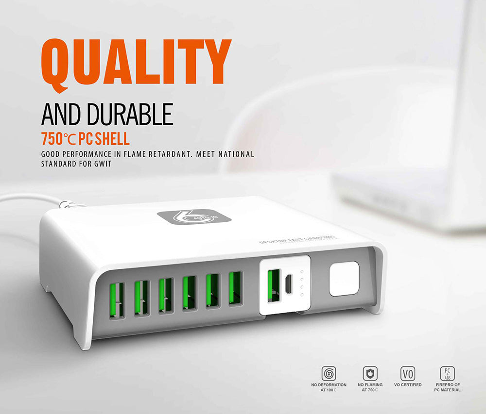 Chargeur Fast charge 6 port USB 2A avec Power Bank 2600 mAh