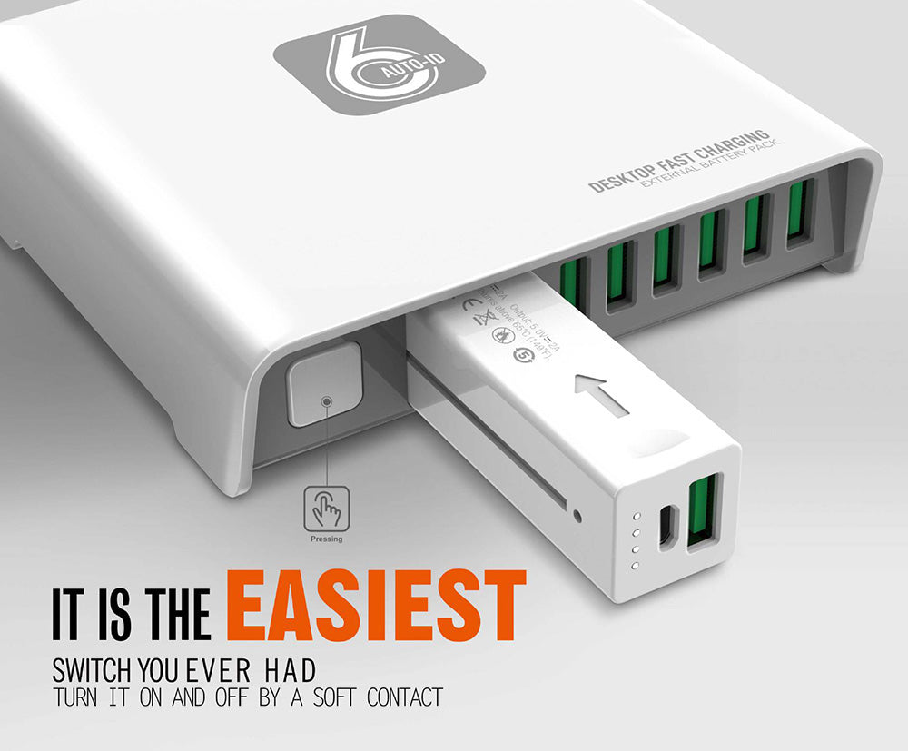 Chargeur Fast charge 6 port USB 2A avec Power Bank 2600 mAh