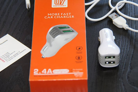 Chargeur voiture 2.4A avec micro câble 2 ports modèle U7-20